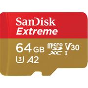 SANDISK k Extreme - Flash memory card (microSDXC to SD adapter included) - 64 GB - A2 / Video Class V30 / UHS-I U3 / Class10 - microSDXC UHS-I
