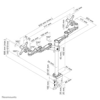 Neomounts by Newstar LCD Monitor Arm - 5 indstilling. 2 skærm (FPMA-D935D)