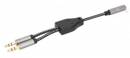 MANHATTAN MH Stereo Adapter Cable, Female/ 2xMale,  3.5mm AUX, 15cm (356121)
