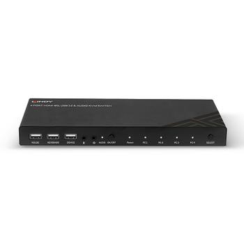 LINDY KVM Switch 4 Port HDMI 18G USB 2.0 Audio Factory Sealed (32810)