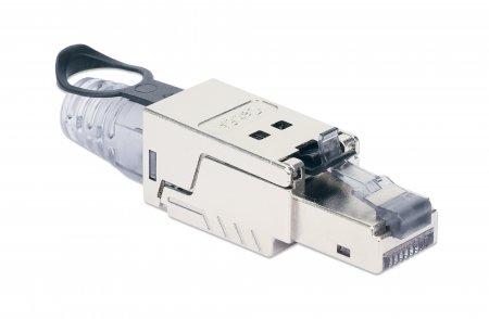 INTELLINET INT Cat6a STP Tooless RJ 45 Modular Field Plug, w-Pull Ring (790741)