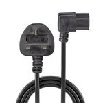 LINDY UK Mains Power Cable UK 3 Pin Plug to Right Angled IEC C13, 1m Black (30446)