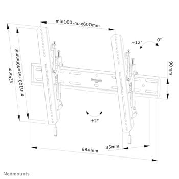 Neomounts by Newstar veggfeste for 42-86" TV VESA 100x100 - VESA 600x400, maks belastning 60kg (WL35S-850BL16)