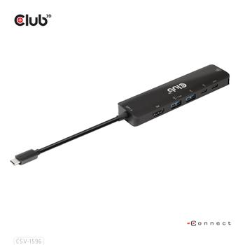 CLUB 3D USB GEN1 TYPE-C 6-IN-1 HUB WITH HDMI 8K30HZ 2XUSB TYPE-A RJ45 AND 2XUSB TYPE-C DATA AND PD CHARGING 100 WATT (CSV-1596)