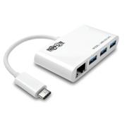 TRIPP LITE TRIPPLITE 3-Port USB-C Hub with LAN Port USB-C to 3x USB-A Ports Gbe USB 3.0 White