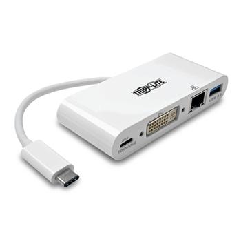 TRIPP LITE TRIPPLITE USB-C Multiport Adapter DVI USB-A Port Gbe and PD Charging White (U444-06N-DGU-C)