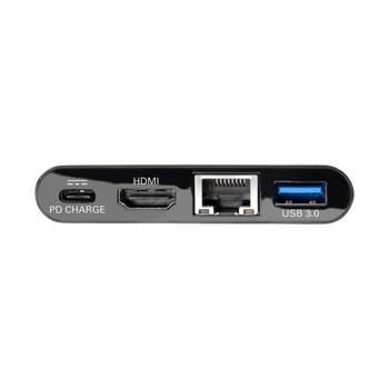 TRIPP LITE TRIPPLITE USB-C Multiport Adapter - HDMI USB 3.0 Port GbE 60W PD Charging HDCP Black (U444-06N-HGUB-C)