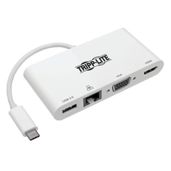 TRIPP LITE TRIPPLITE USB-C Multiport Adapter - 4K HDMI VGA USB-A GbE HDCP White (U444-06N-HV4GU)