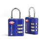Travel Blue 2 x TSA 3 dial combi lock, Mixed Black,Blue or Red