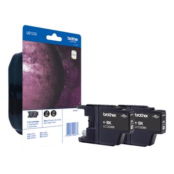 BROTHER LC1220BK Twin-Pack - 2-pack - black - original - blister with accoustic / electromagnetic alarm - ink cartridge - for Brother DCP-J525, DCP-J725, DCP-J925, MFC-J430, MFC-J625, MFC-J825, MyMio  (LC1220BKBP2DR)