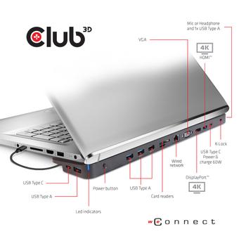 CLUB 3D USB 3.2 Gen1 Type C Triple Display Dynamic PD Charging Docking Station (CSV-1564W100)