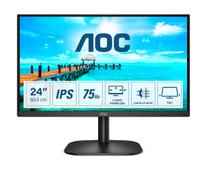 AOC 24B2XD - LED monitor - 24" (23.8" viewable) - 1920 x 1080 Full HD (1080p) @ 75 Hz - IPS - 250 cd/m² - 1000:1 - 4 ms - DVI, VGA - black
