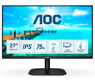 AOC 27B2H/EU - LED monitor - 27" - 1920 x 1080 Full HD (1080p) @ 75 Hz - IPS - 250 cd/m² - 1000:1 - 4 ms - HDMI, VGA - black (27B2H/EU)