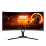 AOC Gaming CU34G3S/ BK - LED monitor - gaming - curved - 34" - 3440 x 1440 WQHD @ 165 Hz - VA - 300 cd/m² - 3000:1 - 1 ms - 2xHDMI, 2xDisplayPort - speakers - black / red (CU34G3S/BK)
