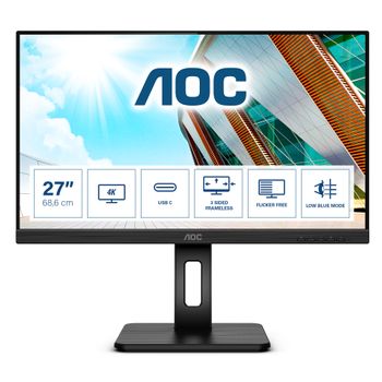 AOC C U27P2CA - LED monitor - 27" - 3840 x 2160 4K @ 60 Hz - IPS - 350 cd/m² - 4 ms - 2xHDMI, DisplayPort,  USB-C (U27P2CA)