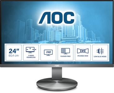 AOC I2490VXQ - LED monitor - 23.8" - 1920 x 1080 Full HD (1080p) @ 60 Hz - IPS - 1000:1 - 4 ms - HDMI, VGA, DisplayPort - speakers (I2490VXQ/BT)