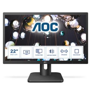 AOC 22E1D - LED monitor - 21.5" - 1920 x 1080 Full HD (1080p) @ 60 Hz - TN - 250 cd/m² - 1000:1 - 2 ms - HDMI, DVI, VGA - speakers (22E1D)