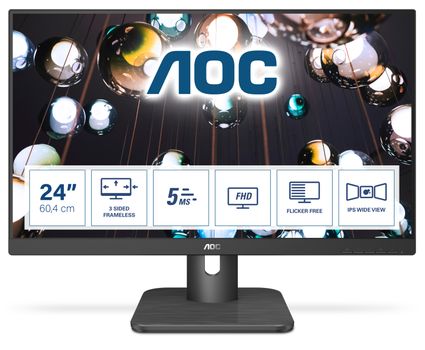 AOC 24E1Q - LED monitor - 23.8" - 1920 x 1080 Full HD (1080p) @ 60 Hz - IPS - 250 cd/m² - 1000:1 - 5 ms - HDMI, VGA, DisplayPort - speakers (24E1Q)