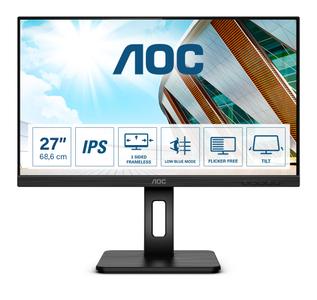 AOC 27P2Q - LED monitor - 27" - 1920 x 1080 Full HD (1080p) @ 75 Hz - IPS - 250 cd/m² - 1000:1 - 4 ms - HDMI, DVI, DisplayPort,  VGA - speakers - black (27P2Q)