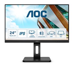 AOC 24P2C - LED monitor - 24" (23.8" viewable) - 1920 x 1080 Full HD (1080p) @ 75 Hz - IPS - 250 cd/m² - 1000:1 - 4 ms - HDMI, DisplayPort,  USB-C - speakers - black (24P2C)