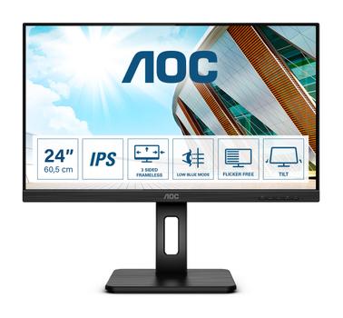 AOC Q24P2Q 23.8 Inch 2560 x 1440 1440p Quad HD 75Hz IPS Async MM HA HDMI VGA DP USB LED Monitor Black (Q24P2Q)