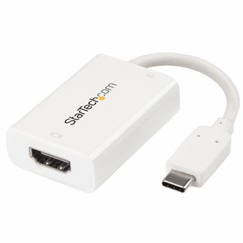 STARTECH StarTech.com USB C to HDMI 2.0 Adapter with Power Delivery, 4K 60Hz USB Type-C to HDMI Display/ Monitor Video Converter,  60W PD Pass-Through Charging Port, Thunderbolt 3 Compatible,  White - USB-C Displ (CDP2HDUCPW)