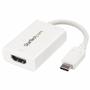 STARTECH StarTech.com USB C to HDMI 2.0 Adapter with Power Delivery, 4K 60Hz USB Type-C to HDMI Display/ Monitor Video Converter,  60W PD Pass-Through Charging Port, Thunderbolt 3 Compatible,  White - USB-C Displ (CDP2HDUCPW)