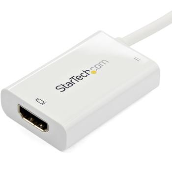 STARTECH StarTech.com USB C to HDMI 2.0 Adapter with Power Delivery, 4K 60Hz USB Type-C to HDMI Display/ Monitor Video Converter,  60W PD Pass-Through Charging Port, Thunderbolt 3 Compatible,  White - USB-C Displ (CDP2HDUCPW)