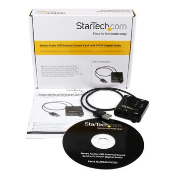 StarTech USB Sound Card w/ SPDIF Digital Audio & Stereo Mic - External Sound Card for Laptop or PC - SPDIF Output (ICUSBAUDIO2D) - lydkort (ICUSBAUDIO2D)