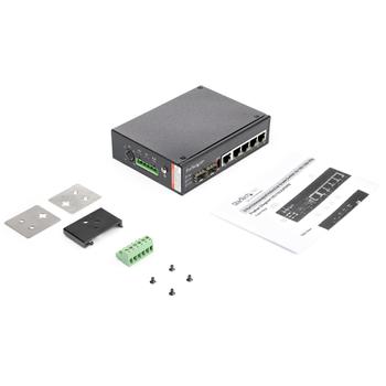 STARTECH StarTech.com Industrial 6 Port Gigabit Ethernet Switch 4 PoE RJ45 +2 SFP Slots 30W PoE+ 48VDC 10/ 100/ 1000 Power Over Ethernet LAN Switch -40C to 75C, DIN Connector/ Mountable,  Fast Ethernet - High Powe (IES1G52UPDIN)