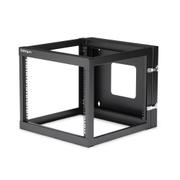 StarTech "8U Hinged Open Frame Wall Mount Network Rack - 4-Post 22"" Depth Swing Out Computer Equipment Rack - 140lbs capacity (RK819WALLOH)" - rack - 8U