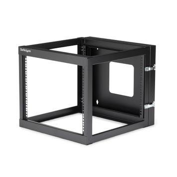 StarTech "8U Hinged Open Frame Wall Mount Network Rack - 4-Post 22"" Depth Swing Out Computer Equipment Rack - 140lbs capacity (RK819WALLOH)" - rack - 8U (RK819WALLOH)
