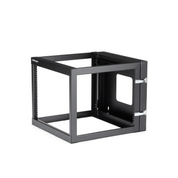 StarTech "8U Hinged Open Frame Wall Mount Network Rack - 4-Post 22"" Depth Swing Out Computer Equipment Rack - 140lbs capacity (RK819WALLOH)" - rack - 8U (RK819WALLOH)