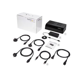 STARTECH StarTech.com 4-Bay USB 3.0 to SATA Hard Drive Docking Station, USB Hard Drive Dock, External 2.53.5 SATA III (6Gbps) SSDHDD Docking Station, Hot-Swappable Hard Drive Bay - Dual 40mm Fans, Top-Loading  (SDOCK4U33)