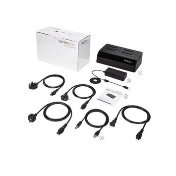 StarTech 4-Bay USB 3.0 to SATA Hard Drive Docking Station, USB Hard Drive Dock, External 2.53.5 SATA III (6Gbps) SSDHDD Docking Station, Hot-Swappable Hard Drive Bay - Dual 40mm Fans, Top-Loading - lagerskap (SDOCK4U33)