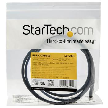 STARTECH 1.8M USB TYPE C CABLE WITH 5A PD - USB 3.0 - USB-IF CERTIFIED CABL (USB315C5C6)