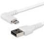 STARTECH StarTech.com 3ft (1m) Durable USB A to Lightning Cable, White 90° Right Angled Heavy Duty Rugged Aramid Fiber USB Type A to Lightning Charging/ Sync Cord, Apple MFi Certified,  iPhone 12 Pro - iPhone 7/ (RUSBLTMM1MWR)