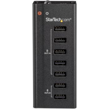 STARTECH 7 Port USB Charging Station with 5x 1A Ports and 2x 2A Ports - Standalone USB Charging Strip for Multiple Devices (ST7C51224EU)