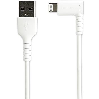 STARTECH StarTech.com 3ft (1m) Durable USB A to Lightning Cable, White 90° Right Angled Heavy Duty Rugged Aramid Fiber USB Type A to Lightning Charging/ Sync Cord, Apple MFi Certified,  iPhone 12 Pro - iPhone 7/ (RUSBLTMM1MWR)
