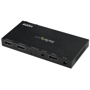 STARTECH HDMI SPLITTER - 2 PORT HDMI 2.0 4K 60HZ WITH SCALER - 7.1 SOUND CABL (ST122HD20S)