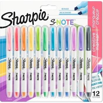 SHARPIE S-Note Creative Permanent Marker Chisel Tip Assorted Colours (Pack 12) 2138233 (2138233)