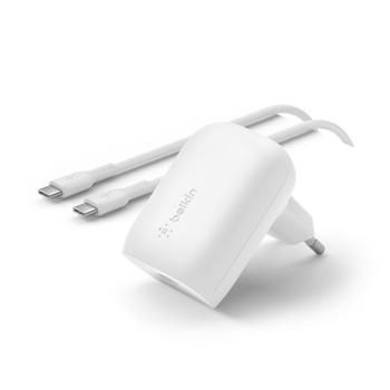 BELKIN 30w USB-C PD PPS Charger White C-C (WCA005VF1MWH-B6)