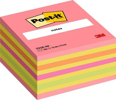 3M Post-it Klistrelapper 76x76 kubeblokk Lollipop pink (7100200378*3)