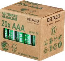 Deltaco Ultimate batteri - Svaneøkomerket - 20 x AAA / LR03 - Alkalisk