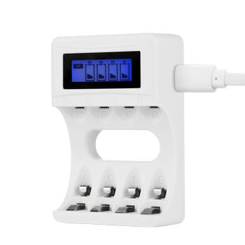 DELTACO Ultimate Ni-Mh USB charger for AA/AAA batteries,  display (C704A4)
