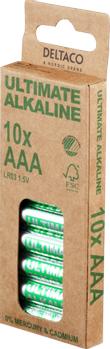 DELTACO Ultimate Alkaline batteries,  LR03/AAA size, 10-pk (ULT-LR03-10P)