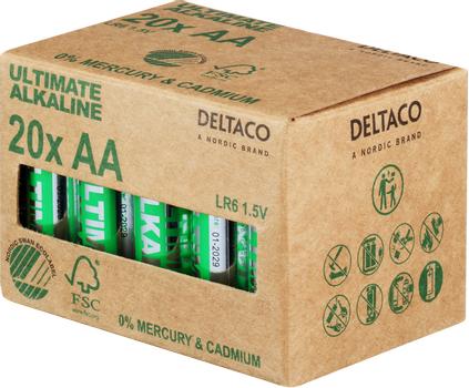 Deltaco Ultimate batteri - Svaneøkomerket - 20 x AA / LR6 - Alkalisk (ULT-LR6-20P)