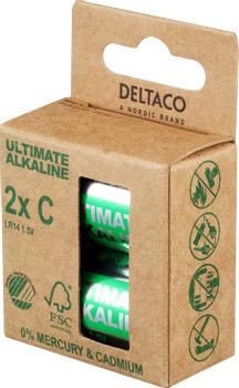 DELTACO Ultimate Alkaline batteries,  LR14/C size, 2-pk (ULT-LR14-2P)