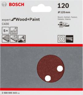 BOSCH Sanding Pad C 430 D125MM Wood Grit 120 5 pcs. (2608605643)