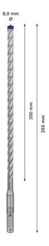 BOSCH EXPERT Hammer Drill Bit plus-7X 8x200x265mm  SDS (2608900090)